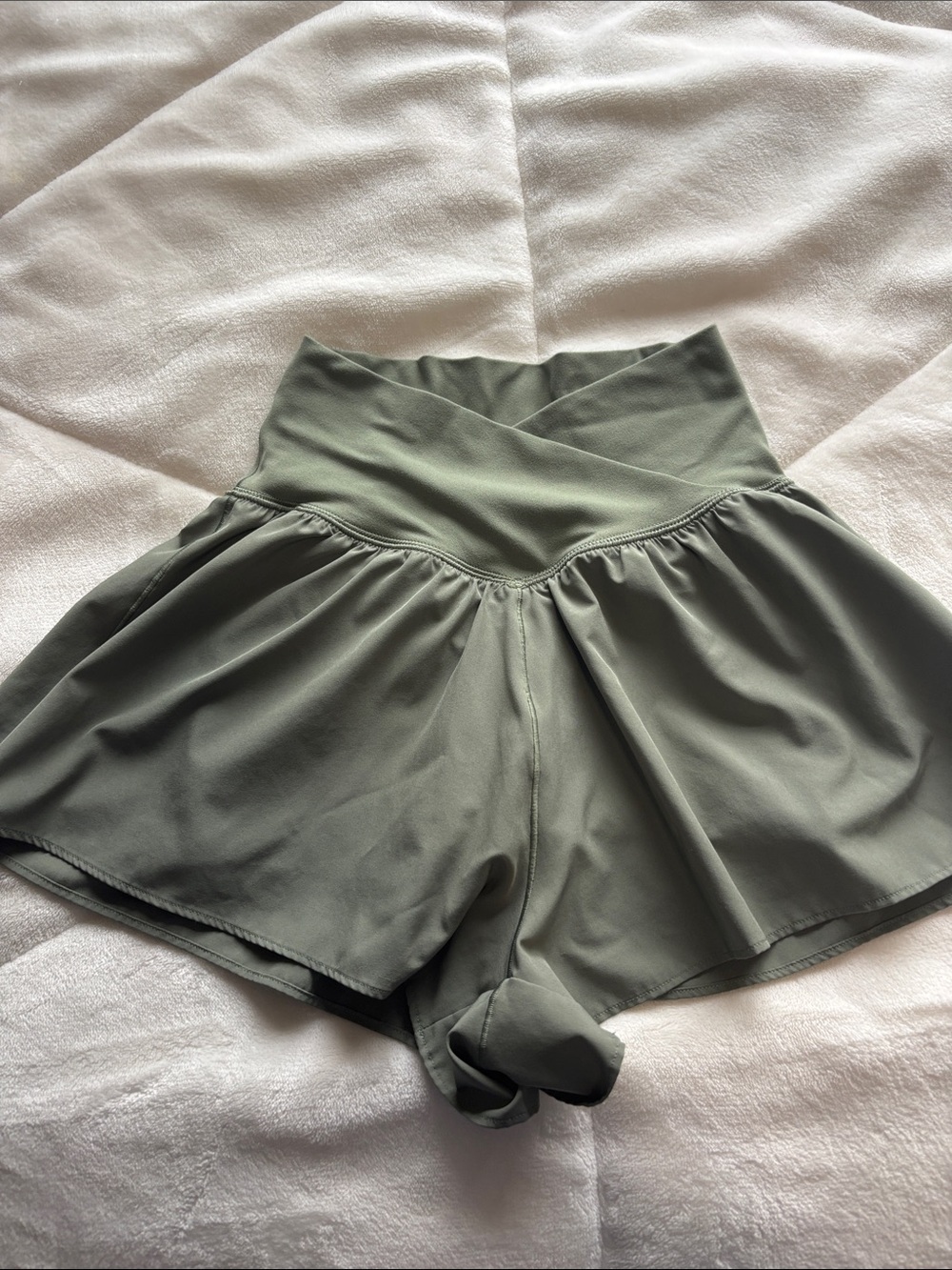 aerie Olive Green Skort-Style Athletic Shorts